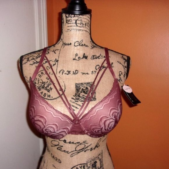 Youmita 40C Sable Mesh Push Up Bra w/Front Straps & XL Mesh Thong NWT - Picture 4 of 9